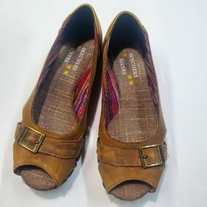 Skechers  size US 6 biker suede sandals brown open toe